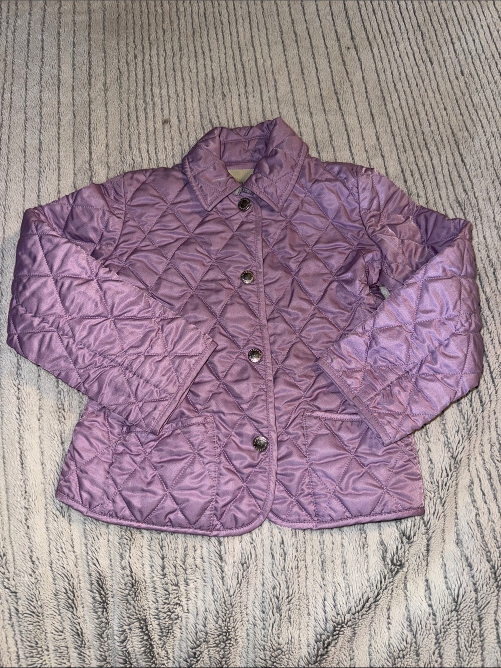Burberry Lilac Quilted Button-Up Jacket